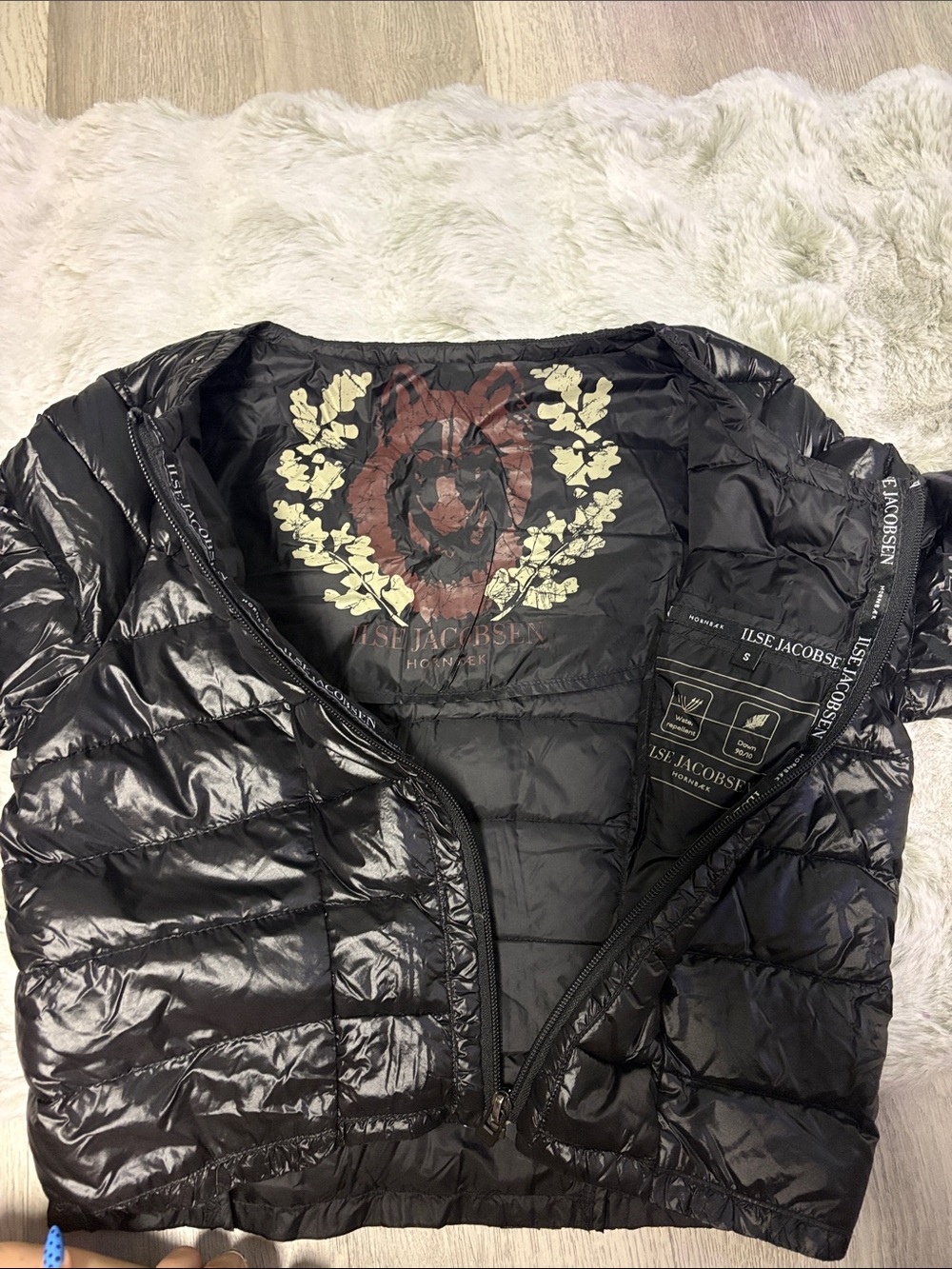 Ilse Jacobsen Black Glossy Quilted Packable Puffer Jacket